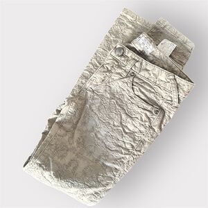 Free People Jacquard Grey Textured Floral Appliqué Skinny Denim Jeans, size 24